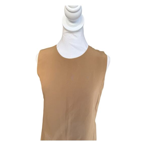 Vince Camel Tan 100% Silk Mini Shift Dress Minimalist Quiet Luxury Sz 8 - Picture 8 of 11
